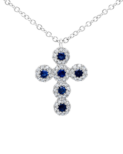 Diana M. Fine Jewelry 14k 0.27 Ct. Tw. Diamond & Sapphire Necklace