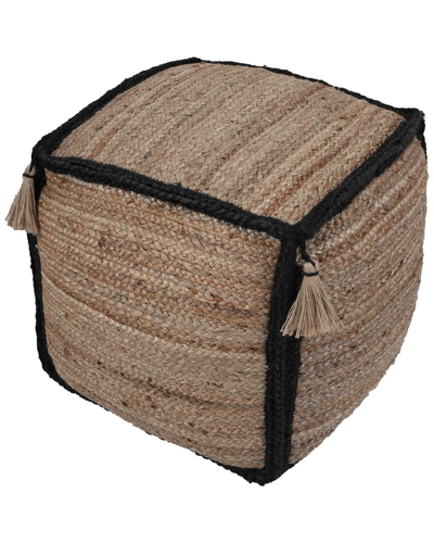 Tov Furniture Briana Braided Pouf In Black/natural