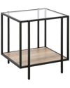 Abraham + Ivy Vireo Blackened Bronze Side Table With Limed Oak Shelf In Black