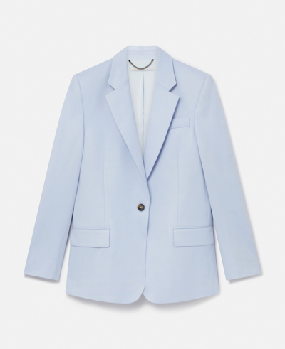 Stella Mccartney Flannel One-button Wool Slim Blazer In Baby Blue