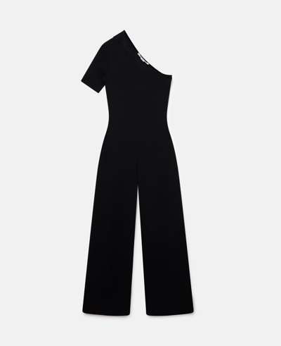 Stella Mccartney Compact Knit One-shoulder Jumpsuit In Black