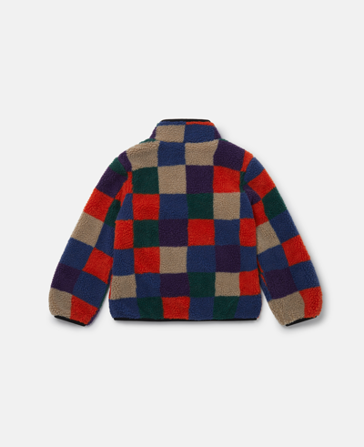 Stella Mccartney Checkerboard Fleece Zip Jacket In Multicolour