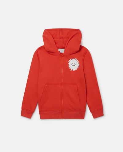 Stella Mccartney Starburst Face Zip Hoodie In Red