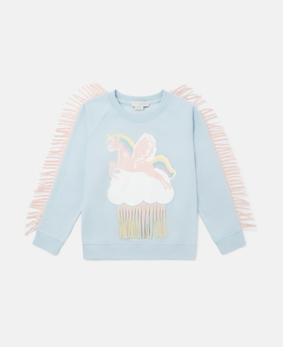 Stella Mccartney Fringed Unicorn Cloud Sweatshirt In Ivory Multicolour