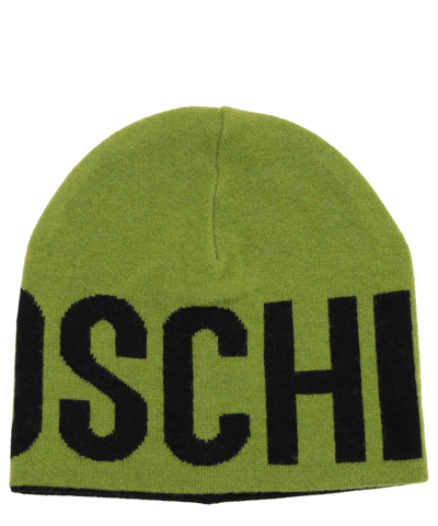 Moschino Teddy Bear Cashmere Beanie In Green