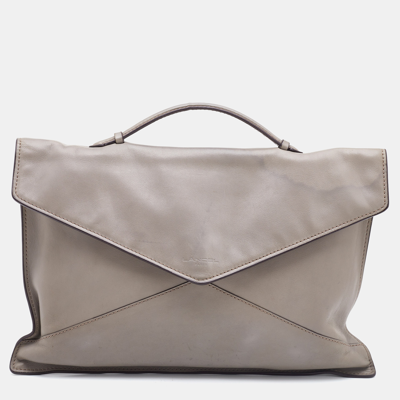 Pre-owned Lancel Grey Leather Envelope Flap Clutch Bag