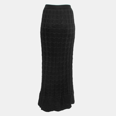 Pre-owned Missoni Black Patterned Knit Maxi Skirt M