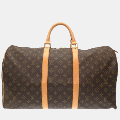 Pre-owned Louis Vuitton Brown Monogram Canvas Keepall 50 Duffel Bag