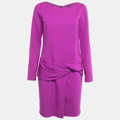 Pre-owned Emilio Pucci Purple Wool Drop Waist Long Sleeve Midi Dress M