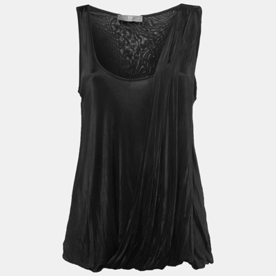 Pre-owned Mcq By Alexander Mcqueen Black Jersey Sleeveless Draped Top S