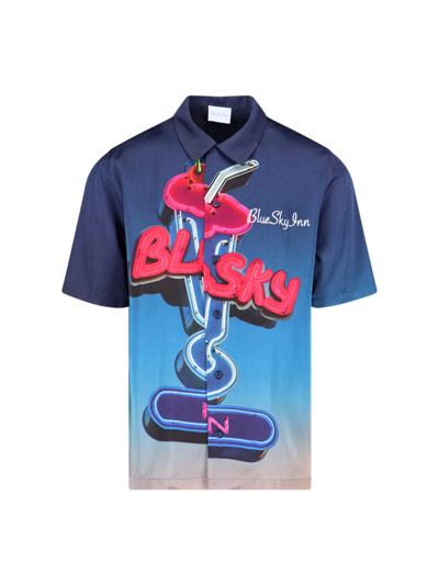 Blue Sky Inn Logo-print Short-sleeved Shirt In Blue