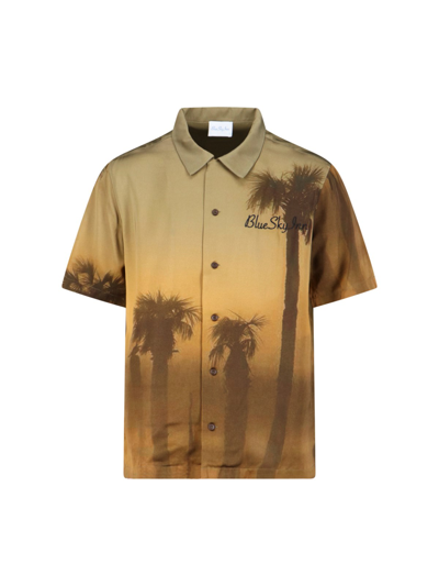 Blue Sky Inn Palm Tree-print Short-sleeve Shirt In Brown