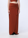 Federica Tosi Woman Maxi Skirt Brown Size 6 Viscose, Elastane In Bronze