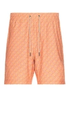 Fair Harbor The Bayberry Swim Trunks In Orange Sea Squares