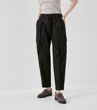 Brunello Cucinelli Denim Baggy Trousers In Black