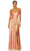 Retroféte Waldorf Floor-length Dress In Peach
