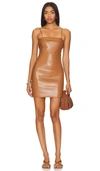 ALICE AND OLIVIA KELLY FAUX LEATHER MINI DRESS