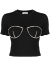 Area Bustier-style Crystal-embellished T-shirt In Black