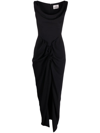 Vivienne Westwood Panther Gathered Asymmetric Maxi Dress In Black