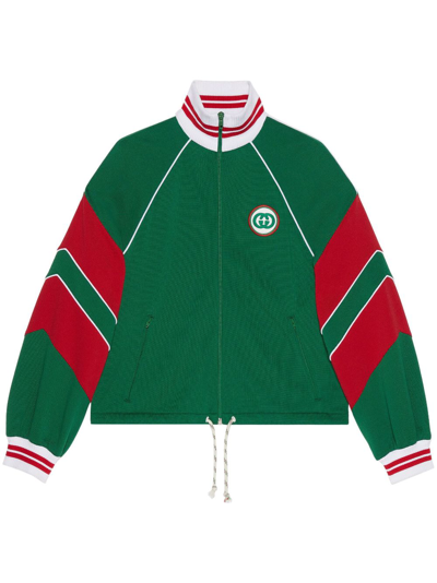 Gucci Interlocking G Logo Zipped Jacket In Green