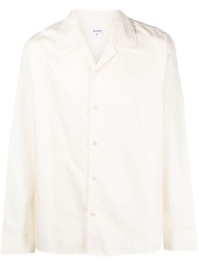 Filippa K Notched-collar Long-sleeve Shirt In Weiss