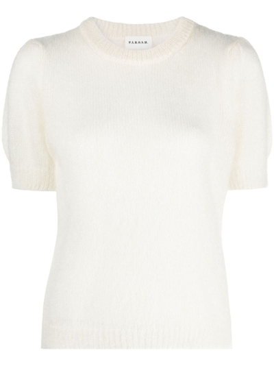 P.a.r.o.s.h Fine Ribbed Crewneck T-shirt In White
