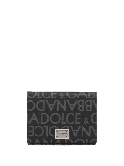 Dolce & Gabbana Monogram-jacquard Bi-fold Cardholder In Schwarz