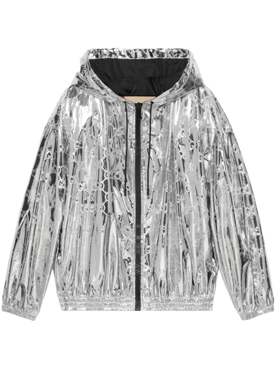 Gucci Viscose Blend Bomber Jacket In Silver