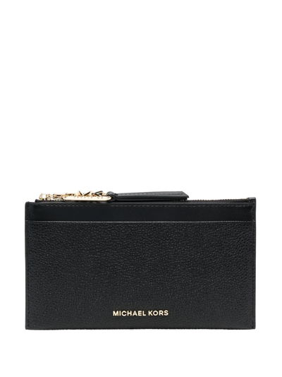 Michael Michael Kors Logo-plaque Leather Wallet In Black