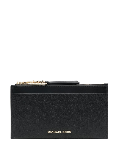 Michael Michael Kors Logo-plaque Leather Wallet In Schwarz