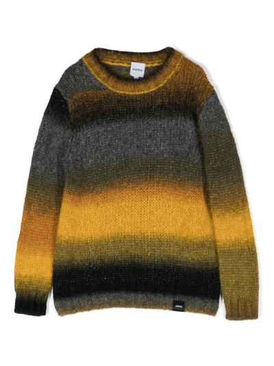 Aspesi Kids' Stripe-pattern Crew-neck Jumper In Orange