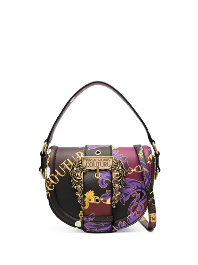 Versace Jeans Couture Chain Couture-print Faux-leather Shoulder Bag In Braun