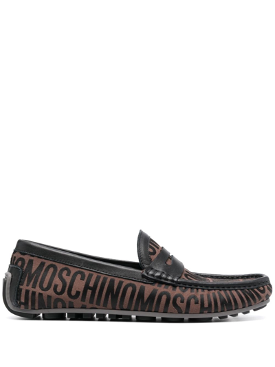 Moschino Penny-loafer Mit Jacquardmuster In Brown