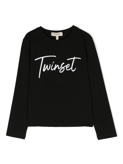 Twinset Logo-print Long-sleeve T-shirt In Schwarz