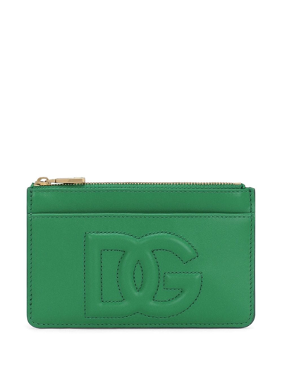 Dolce & Gabbana Logo-embossed Zip Purse In Green