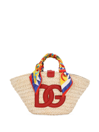Dolce & Gabbana Kendra Small Carretto Straw Basket Bag In Multicolor