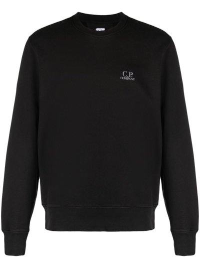 C.p. Company Cotton Fleece Logo Sweatshirt In Black