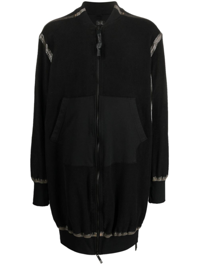 Isaac Sellam Experience Seam-detailing Zip-up Midi Coat In Schwarz