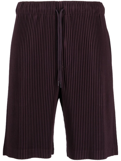 Issey Miyake Purple Colour Pleats Shorts In Rot
