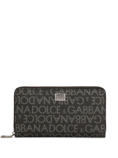 Dolce & Gabbana Logo Jacquard Cardholder In Schwarz