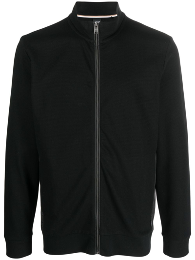 Hugo Boss Zip-up Cotton Jacket In Schwarz