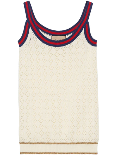 Gucci Cotton Tank Top With Web In White