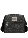 DOLCE & GABBANA LOGO-PRINT JACQUARD ZIPPED SHOULDER BAG