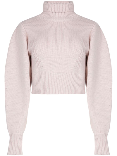 Nina Ricci Roll-neck Cropped Jumper In Nude