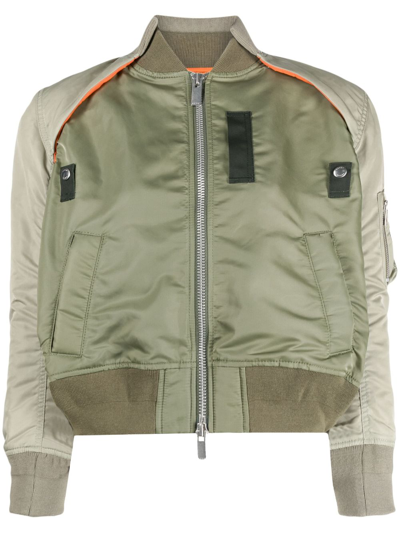 Sacai Sectioned Bomber Jacket In Green