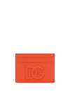 Dolce & Gabbana Logo-embossed Leather Cardholder In Orange