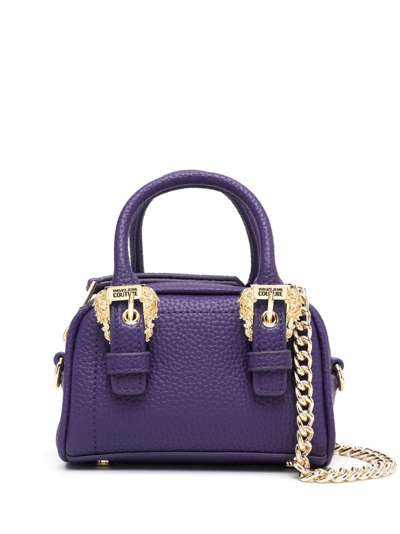 Versace Jeans Couture Baroque Buckle Zipped Tote Bag In Purple