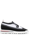 Thom Browne Longwing Brogue W/ Tech Runner Sole In Trompe Loeil Knit In Schwarz