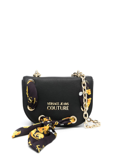 Versace Jeans Couture Baroque-print Detail Shoulder Bag In Black