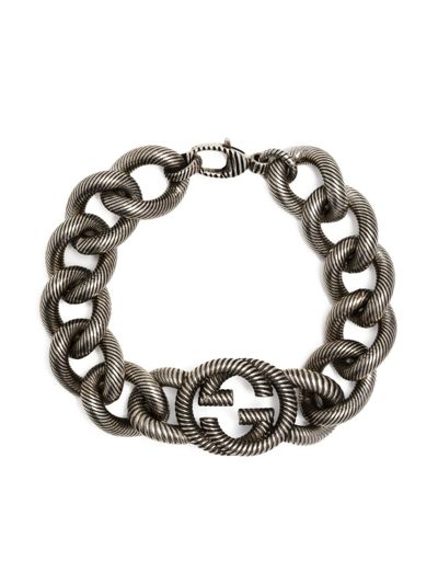 Gucci Silver-tone Interlocking G Bracelet